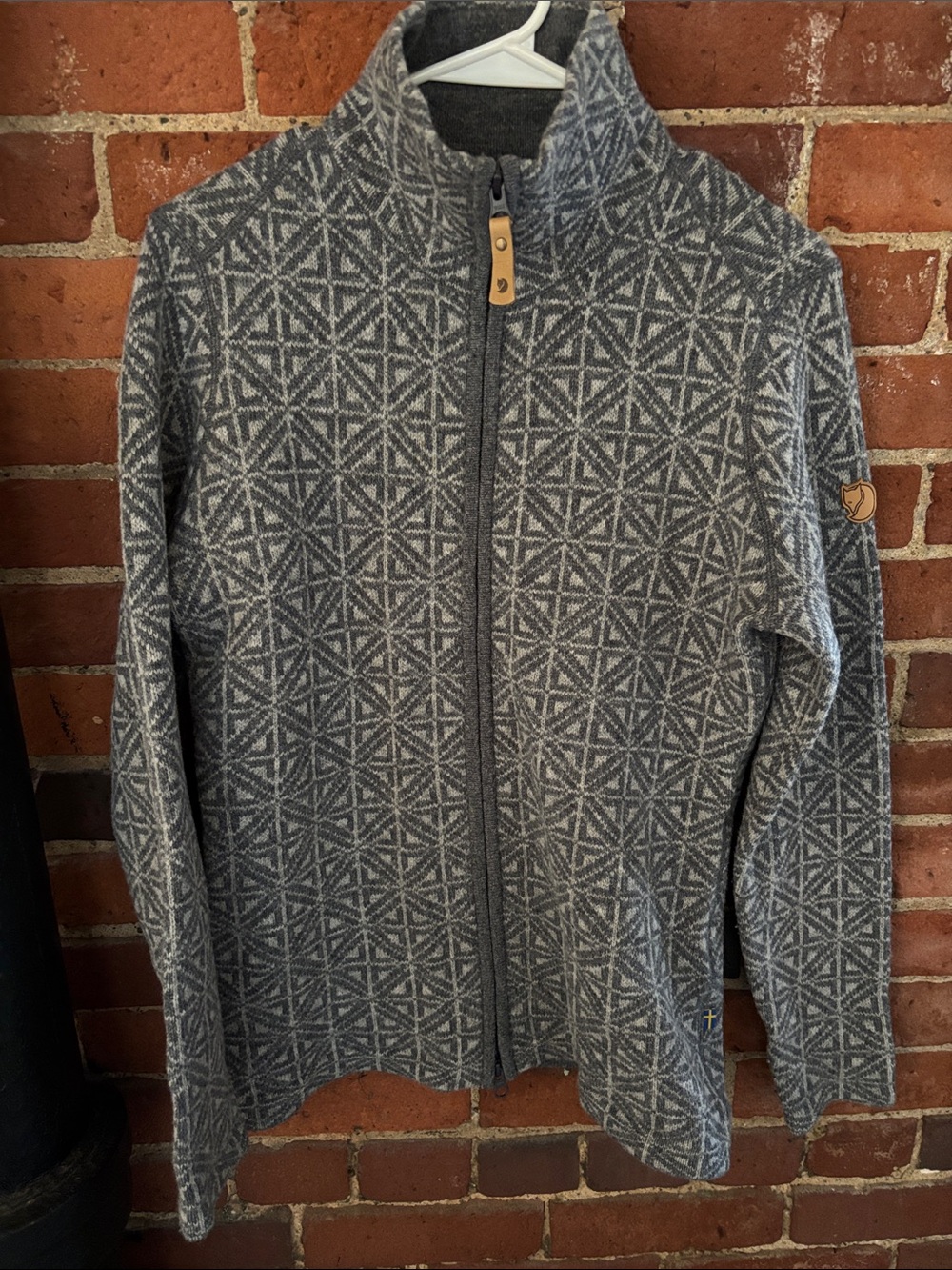 Fjallraven Gray Geometric Full-Zip Sweater